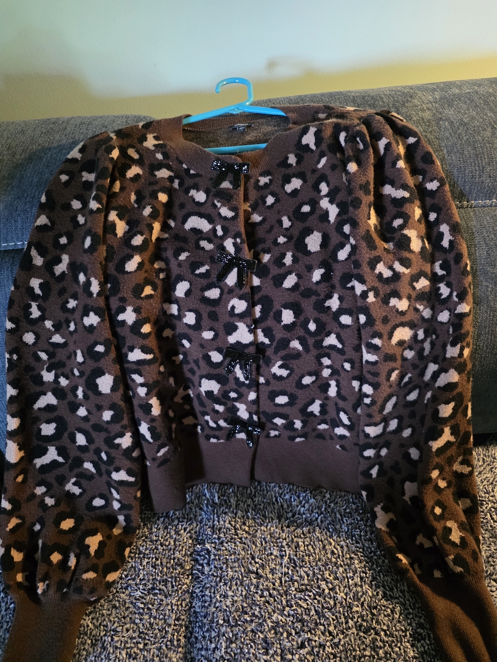 Express Brown & Tan Leopard-Print Misses Sweater
